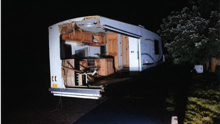 Court documents reveal the impact was enough to break off the entire rear extension from the body of the caravan towed by Dennis Maxwell Irvin at the time of the collision. Picture contributed