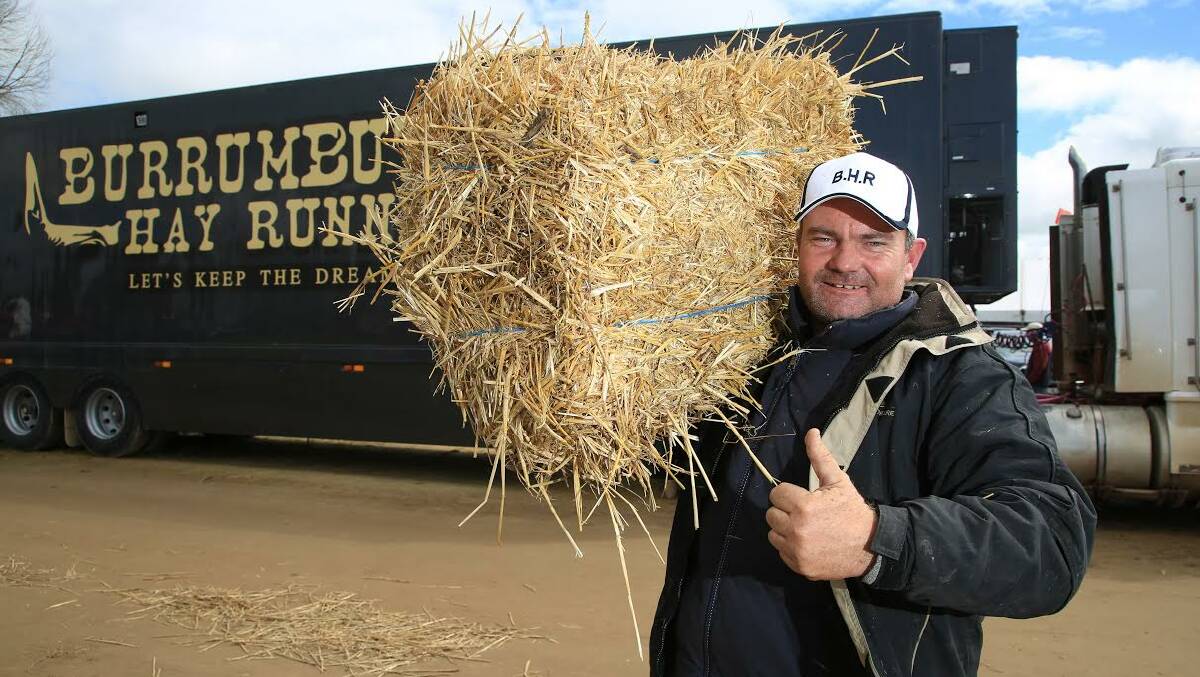 ON THE ROAD AGAIN: Brendan Farrell, of Burrumbuttock Hay Runners, launched the Buy-a-Bull project at the Henty Machinery Field Days